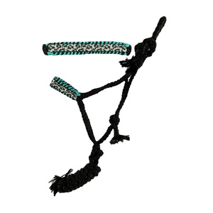 Customized Black Woven Nylon Mule <b>Halters</b> with Beaded Noseband Wholesale Manufacturer Supplier Saman Exports - Product Image 3