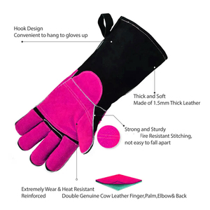 Gants de travail de soudage personnalisés avec logo, nouveau style, prix raisonnable, cuir de vachette de qualité supérieure, ignifuges, pour soudeurs - Product Image 5