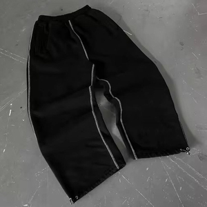 Pantalon de jogging personnalisé en coton French Terry, coupe ample, jambe large, brodé, pour homme - Product Image 2