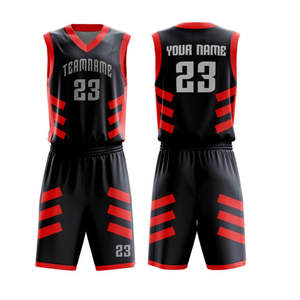 Tenue de Basketball Personnalisée Noire, Cyan, Rouge et Jaune – Maillot 2026, Kit Complet Sublimation 2025 – Ensemble d'Équipement Athlétique Professionnel pour Équipe - Product Image 5