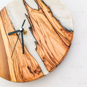 White Wooden Contemporary <b>Mechanical</b> Needle Display Epoxy Resin Portrait Antique Style Environmental Materials Wall <b>Clock</b> for - Product Image 3