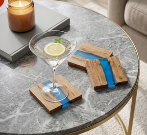 Multifunctional Wooden Resin coaster Non-slip drink Modern <b>table</b> decoration mats & Pads Square shape coaster set <b>Placemats</b> - Product Image 6