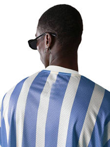 Y2K Striped Oversized Mesh Jersey Streetwear Graphic Number <b>Tshirt</b> Retro Soccer Inspired Hip Hop Custom American Football Jersey - Product Image 3