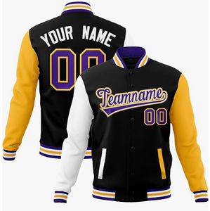 Men's High Quality CVC French Terry College Jackets Custom Logo Varsity Baseball Winter Team Uniform with Stand Collar Wholesale - Product Image 3