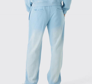Pantalon de survêtement en coton bleu clair pour homme, taille élastique, poches latérales, style décontracté, poids moyen, tissu tricoté teint uni, idéal pour le printemps - Product Image 3