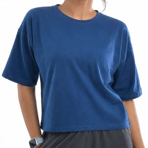 T-shirt femme grande taille en polyester à col ras du cou, couleur unie, personnalisable, anti-humidité, taille élastique, collection automne - Product Image 5