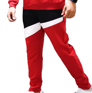 Conjunto Deportivo de Sudadera con Capucha y Pantalones Deportivos para Hombre, Color Rojo con Bloques de Color, Ropa Deportiva Urbana, Conjunto de Dos Piezas con Logotipo Personalizado - Product Image 3
