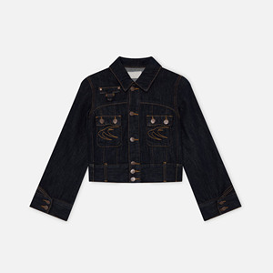 Women Light Wash <b>Denim</b> <b>Jacket</b> Regular Fit Button Front Embroidered Casual Eco-Friendly Breathable Autumn Style Solid Color Coat - Product Image 4