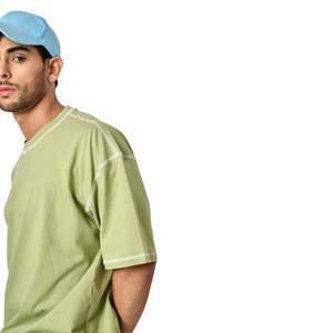 T-shirt basique 100% coton peigné, coutures inversées personnalisées, col rond, coupe ample et oversize, manches courtes, style hip-hop pour homme - Product Image 4