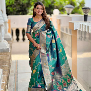 Sari traditionnel de luxe avec un artisanat Meenakari détaillé - Product Image 1