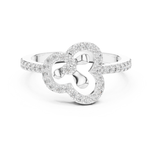 925 Silver Radiant Cut Rhodium Plated Organic Cluster & <b>Ribbon</b> Diamond Engagement & <b>Wedding</b> Ring - Product Image 1