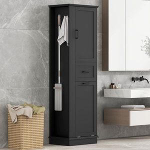 Mobiletto Alto Moderno con Capacità di 80 Libbre, Ripiani Regolabili Inclinabili, Cerniere a Chiusura Morbida, Arredo Bagno in Alluminio - Product Image 2