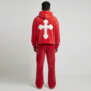 Conjunto de Sudadera y Pantalones Deportivos Casuales con Pedrería y Parches, Estilo Lavado Ácido, Pantalones Capri y Sudadera con Capucha - Product Image 3