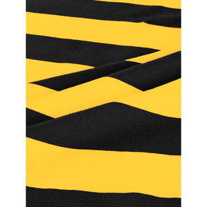 Camiseta de Manga Corta a Rayas para Hombre, Cuello Redondo, Corte Regular, Tejida, Informal, con Estampado Negro y Amarillo - Product Image 4