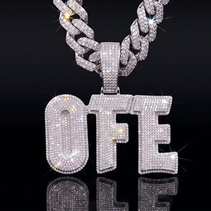 Personalized Lab Grown Diamond Two Tone Name Pendant Necklace Iced Fine Jewelry 925 Sterling Silver 9K 10K 14K 18K Gold Platinum - Product Image 3