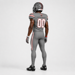 Ensemble d'uniformes de football américain gris personnalisés pour hommes avec maillot et pantalon, ensemble respirant et à séchage rapide - Product Image 5
