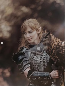 Conjunto de Armadura de Acero con Temática de Hadas, Pauldrones de Malla, Disfraz de Caballera Medieval para Mujer, Cosplay, Plateado, Grabado, Impreso y Pintado - Product Image 1