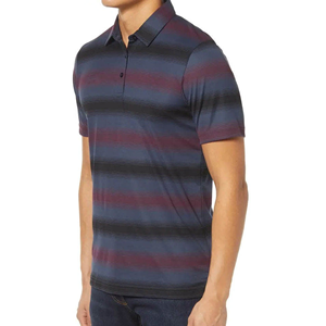 Men's Striped Knitted <b>Polo</b> <b>Shirt</b> Short Sleeve Casual <b>Blue</b> And Burgundy Patterned Design - Product Image 5