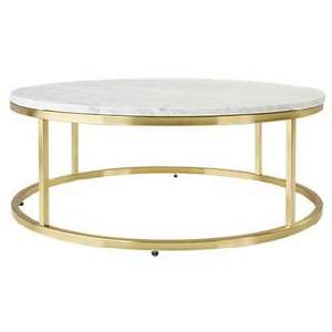 Table basse en marbre blanc de grande taille, en promotion, qualité supérieure, fabrication métallique, tables basses et d'appoint de luxe - Product Image 1