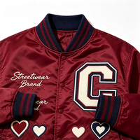 Chaqueta Varsity Layenne de Buena Calidad, Estilo Hip Hop, Color Rojo Personalizado, Chaqueta Universitaria de Satén Cómoda para Uso Diario
