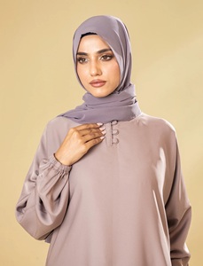 Ensemble Abaya Rosset Serenity pour femmes musulmanes, style saoudien, uni, manches longues élastiques, longueur au sol, coupe droite, couvrant entièrement, pour le quotidien - Product Image 4