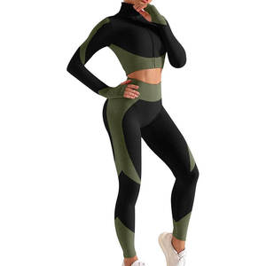 Ensemble 2 pièces pour femme, coton, fibre de bambou, élasthanne, respirant, écologique, anti-plis, avec logo personnalisé, idéal pour le sport et le yoga – Vente chaude - Product Image 1