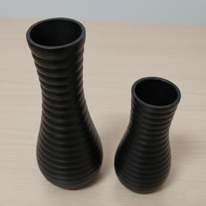 Nordic Matte Black Casted Flower <b>Vase</b> <b>Set</b> Modern Corrugated Ribbed Luxury Minimalist Home Decor Desktop Wedding Ornament & Gift - Product Image 4