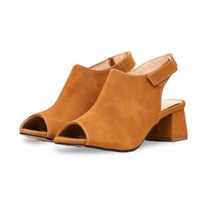 Sandalia de tacón formal mostaza para mujer FR5358 - Product Image 3