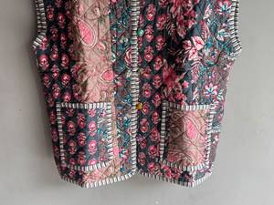 Gilet en coton imprimé floral pour femme, col en V, sans manches, style blazer, décontracté, ouvert sur le devant, poches plaquées, longueur standard, CADEAU POUR ELLE - Product Image 5