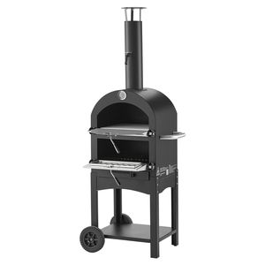 Four à pizza d'extérieur à 2 niveaux, 12 pouces, à granulés, à bois, pour le camping, avec roues amovibles - Product Image 1