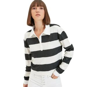Polo à manches longues rayé pour femmes, séchage rapide, coton de qualité supérieure, prix de gros bon marché, fabricant de polos rayés pour femmes - Product Image 4