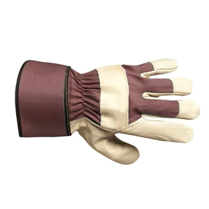 Guantes de Trabajo de Cuero Marrón Oscuro, con Puño Elástico hasta la Muñeca, Estilo Sencillo para Exteriores, Uso en Invierno - Product Image 3