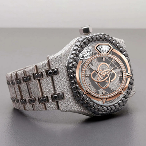 Montre pour homme OEM ODM de luxe, sertie de diamants Moissanite, couleur or rose, design de logo personnalisé - Product Image 1