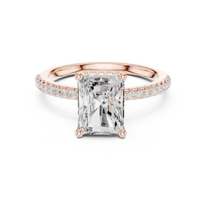 Bague solitaire en or massif 18 carats avec halo caché, diamant de laboratoire rond radiant, pierre synthétique 2 carats, unisexe, pour demande en mariage, certifiée IGI - Product Image 3