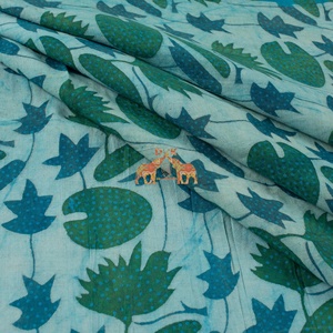 Tissus en coton indien imprimés à la main Bagru Dabu, motifs floraux, pour vêtements et décoration intérieure, tissu pour rideaux - Product Image 2
