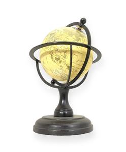 Globo Terráqueo Decorativo Amarillo de la Serie Art Deco, Globo Giratorio de Metal Hecho a Mano para Escritorio y Oficina - Product Image 3
