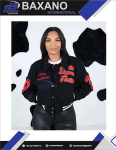 Delta |   Sigma |   Chaqueta Universitaria para Mujer Theta DST Sorority, Chaqueta Corta de Invierno de Poliéster/Algodón, Roja Clásica Bordada y Transpirable - Product Image 4