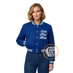 Chaqueta Universitaria Personalizada de la Hermandad Zeta Phi Beta, Transpirable, de Secado Rápido, con Letras Bordadas y Escudo en Lana - Product Image 3