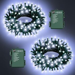 100LED 33Ft Battery-Operated Christmas <b>Lights</b> 8 Modes 16.4Ft*2 Waterproof Indoor & Outdoor String <b>Lights</b> <b>with</b> <b>Timer</b> - Product Image 1