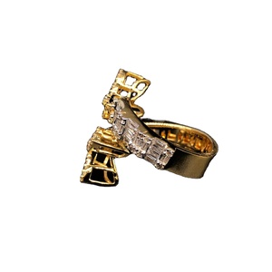 Diamante acentuado oro mariposa anillo boda estilo clásico pavé ajuste para mujer joyería - Product Image 2