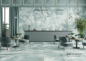 Azulejo de Porcelana Esmaltada con Efecto Ónix Azul Cielo LUX ONIX |   Azulejos de Piso y Pared con Aspecto de Mármol Premium - Product Image 1