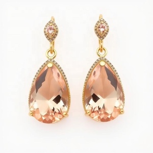 Designer Popular Brand 925 Sterling <b>Silver</b> Long Dangle Gemstone Statement Earrings Fashion <b>Wedding</b> Drop Earrings - Product Image 1