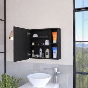 Armadietto da bagno con specchio Myrick a 2 ripiani, nero wengue - Product Image 2