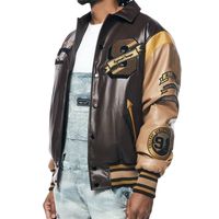 Blouson universitaire personnalisé brodé, style Letterman, patchwork, avec boutons-pression, coupe bomber, pour tenue de campus, streetwear décontracté, modèle complet