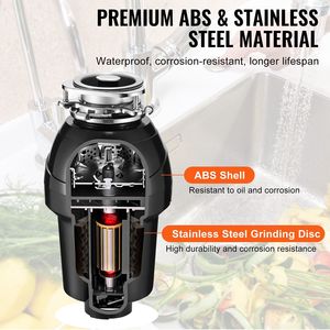 Dissipatore di rifiuti alimentari a alimentazione continua da 1.25HP con sistema EZ Connect e riduzione del rumore, unità per lo smaltimento dei rifiuti per prese di tipo UK e US - Product Image 6