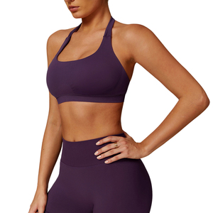 STIMULATE SPORTS WEAR Soutien-gorge de sport pour femme sans couture, respirant, écologique, léger, simple, en Spandex/Polyester, avec logo frontal, haute performance - Product Image 2