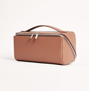 Roziv Sports PU para Bolsa de Cosméticos, Estuche Pequeño con Cierre de Cremallera, Bolsa de Maquillaje Portátil, Ecológica, Estilo Simple, Color Beige, para Viaje - Product Image 1