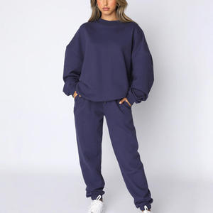 OEM 2026 Tracksuit Custom Logo 100% Polyester 2 Piece Outfits Sweatsuit Oversized Casual Long Sleeve Sweatshirt <b>Jogger</b> Pants <b>Set</b> - Product Image 1
