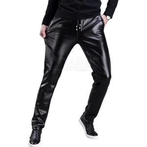 Pantalon en cuir pour homme sur mesure, style motard, noir, coupe slim, droit, décontracté, extensible, en cuir de vachette, toile, design vintage, imperméable - Product Image 2