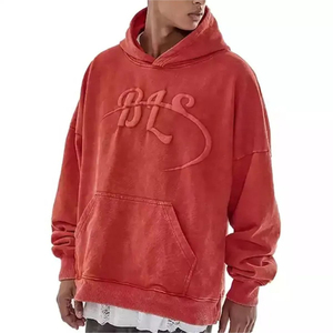 Sweat à capuche pour homme avec impression en relief, design personnalisé, en molleton de coton, avec faible MOQ - Product Image 4